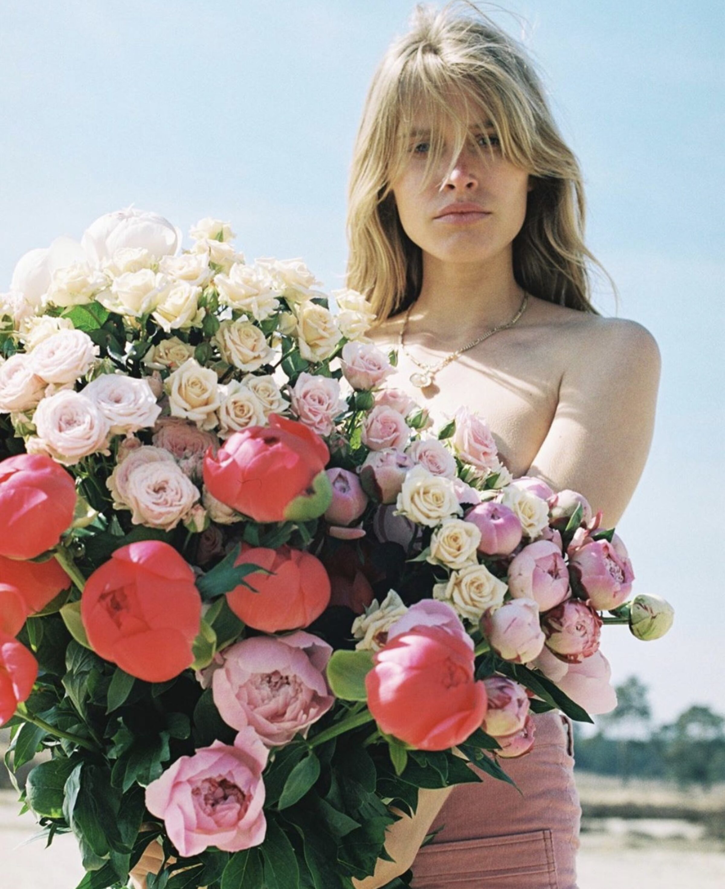 Vogue peony and roses bouquet